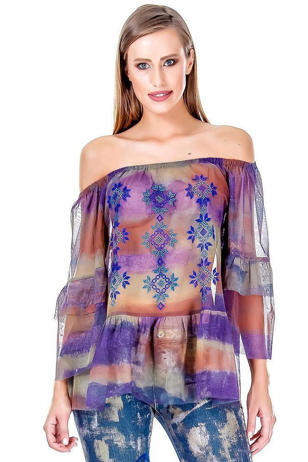 Bluza tul pictat  Liza Panait Liza Panait Online Boutique